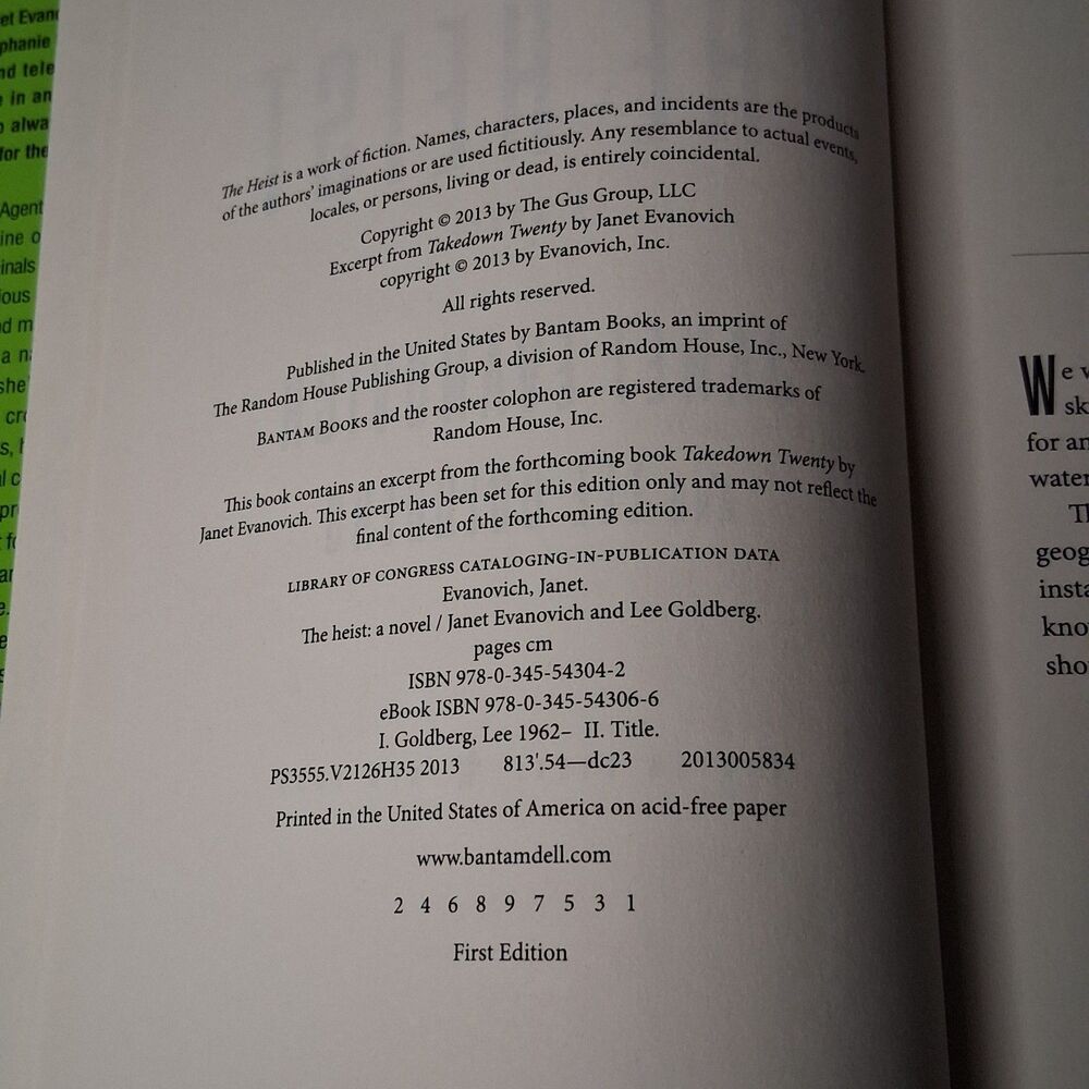 Janet Evanovich Lee Goldberg The Heist First Edition Hardcover 2013 - Picture 4 of 8